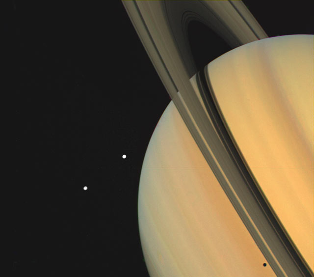 Tetis y Dione frente a Saturno