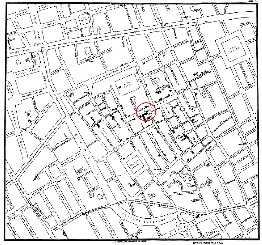 Mapa del cólera de Broad Street de Snow