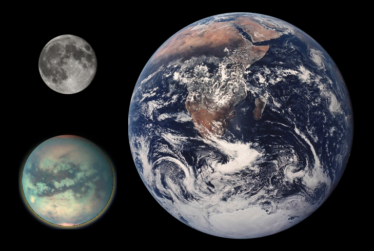 Titán, la Luna y la Tierra