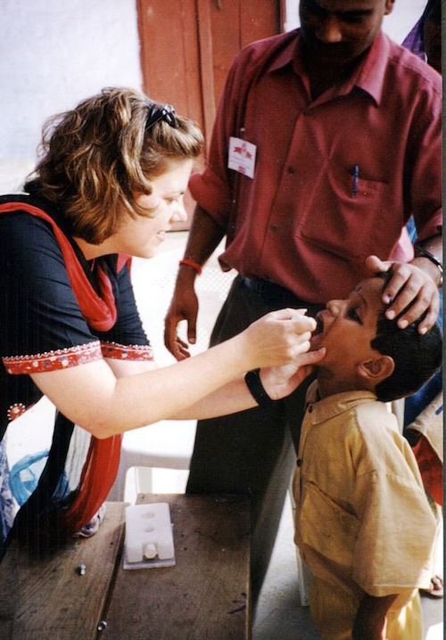 Campaña de vacunación contra la polio en la India