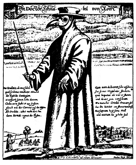 Médico medieval vestido de pájaro